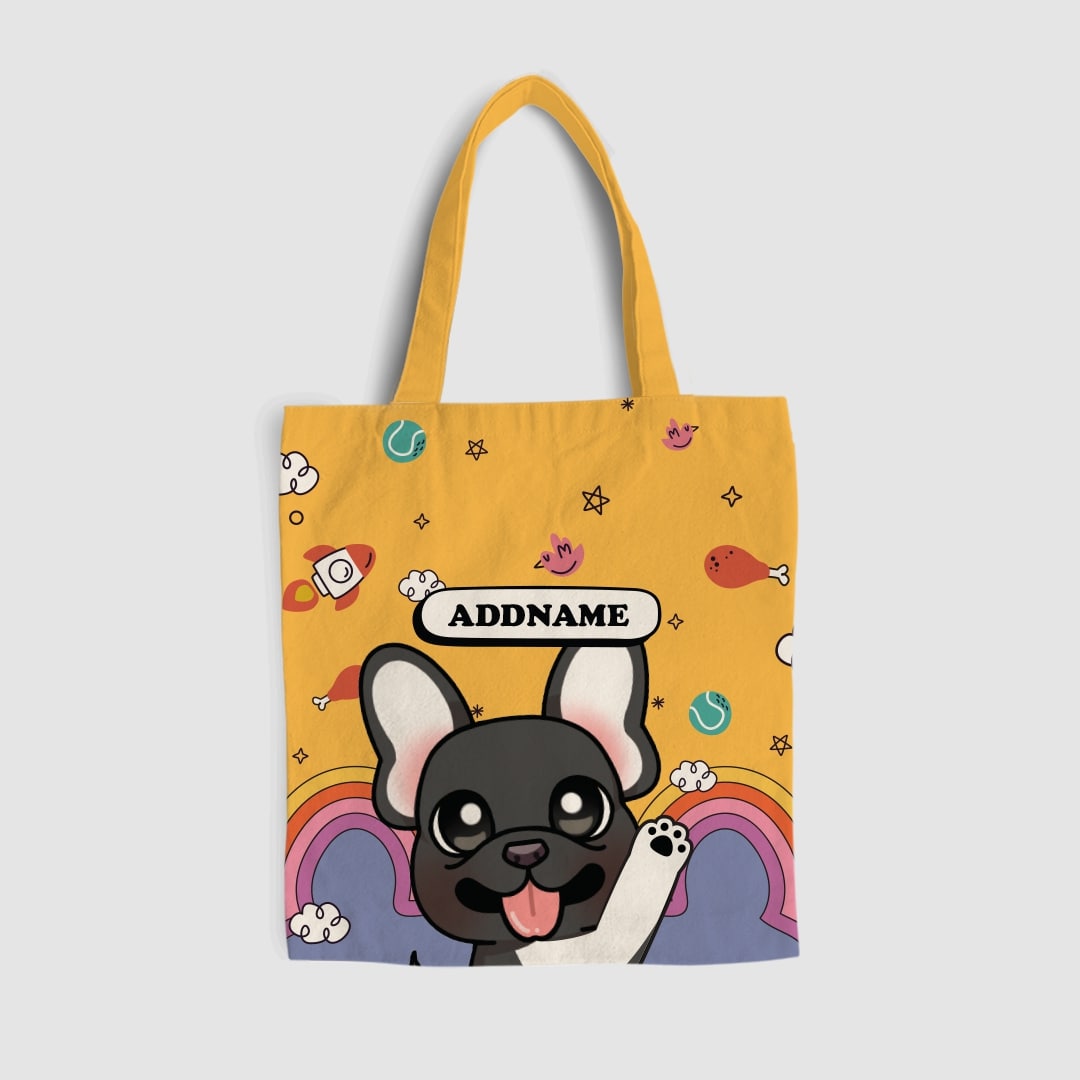 Paw Print Series Full Print Tote Bag - French Bulldog