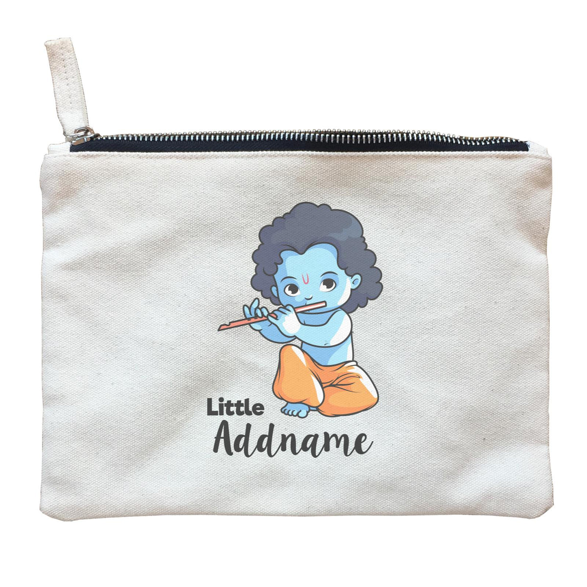 Cute Krishna Sitting Playing Flute Little Addname Zipper Pouch