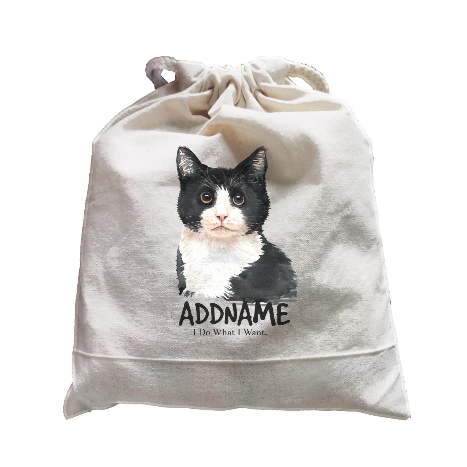 Watercolor Cat Black & White Cat I Do What I Want Addname Satchel