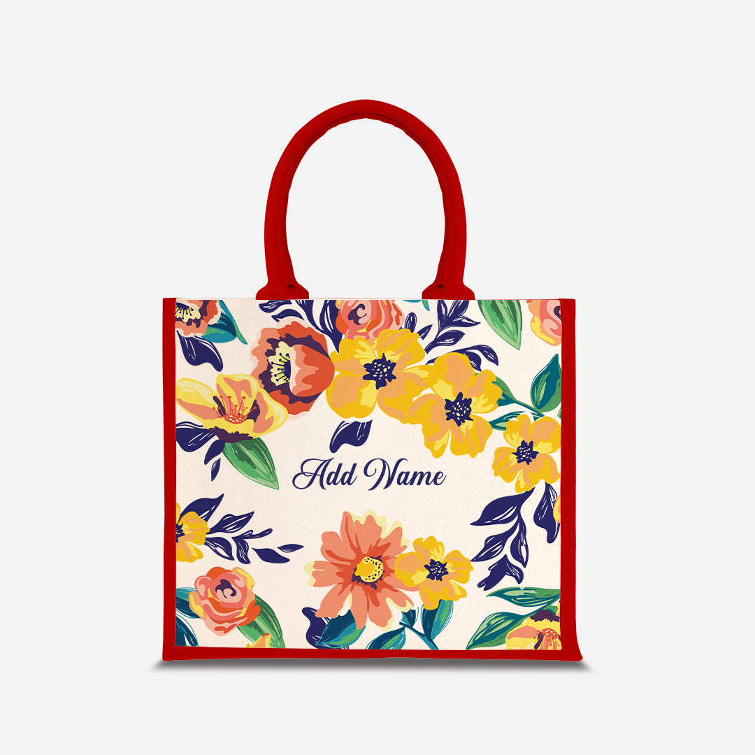 Deborah Series Half Lining Jute Bag - Teal Red