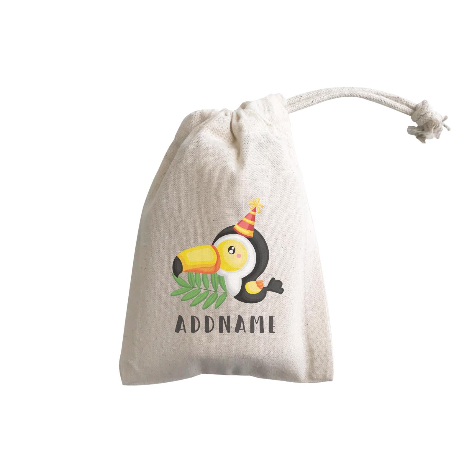 Birthday Safari Hornbill Wearing Party Hat Addname GP Gift Pouch