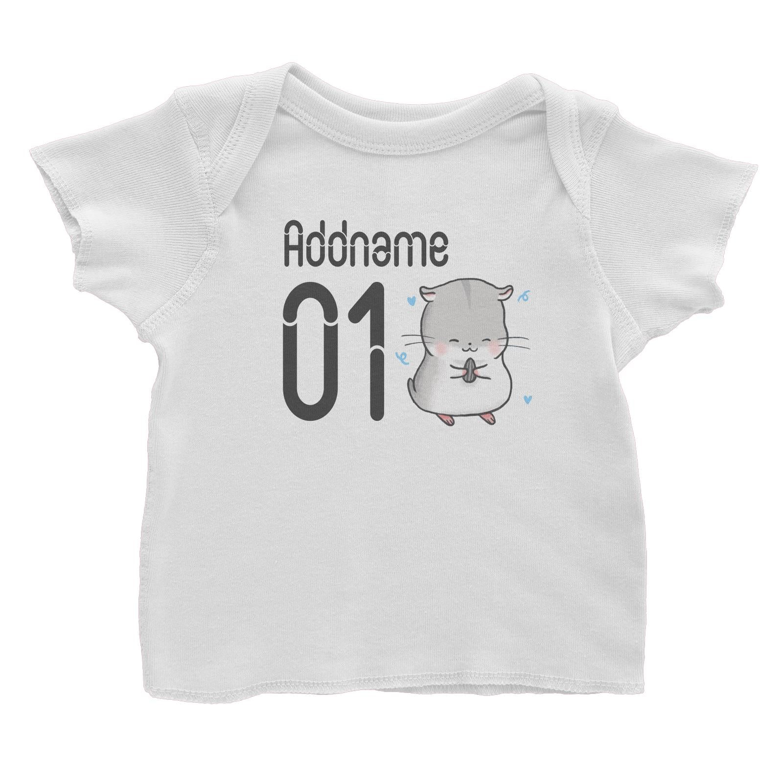 Name and Number Cute Hand Drawn Style Hamster Baby T-Shirt (FLASH DEAL)