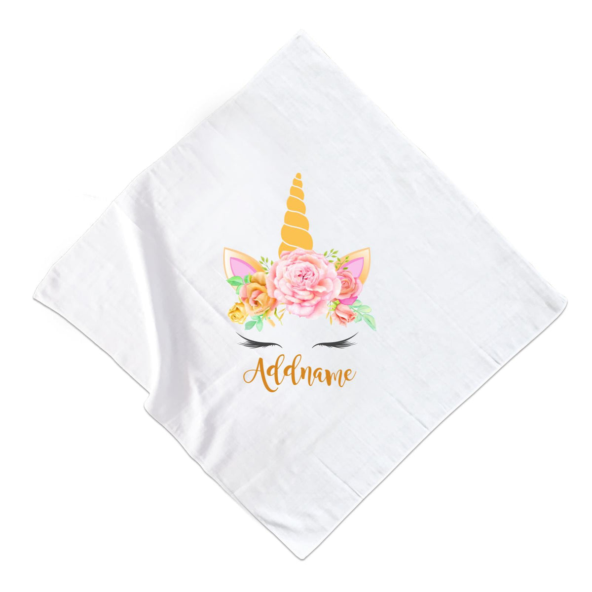 Sweet Rose Garland Unicorn Face Addname Muslin  Square