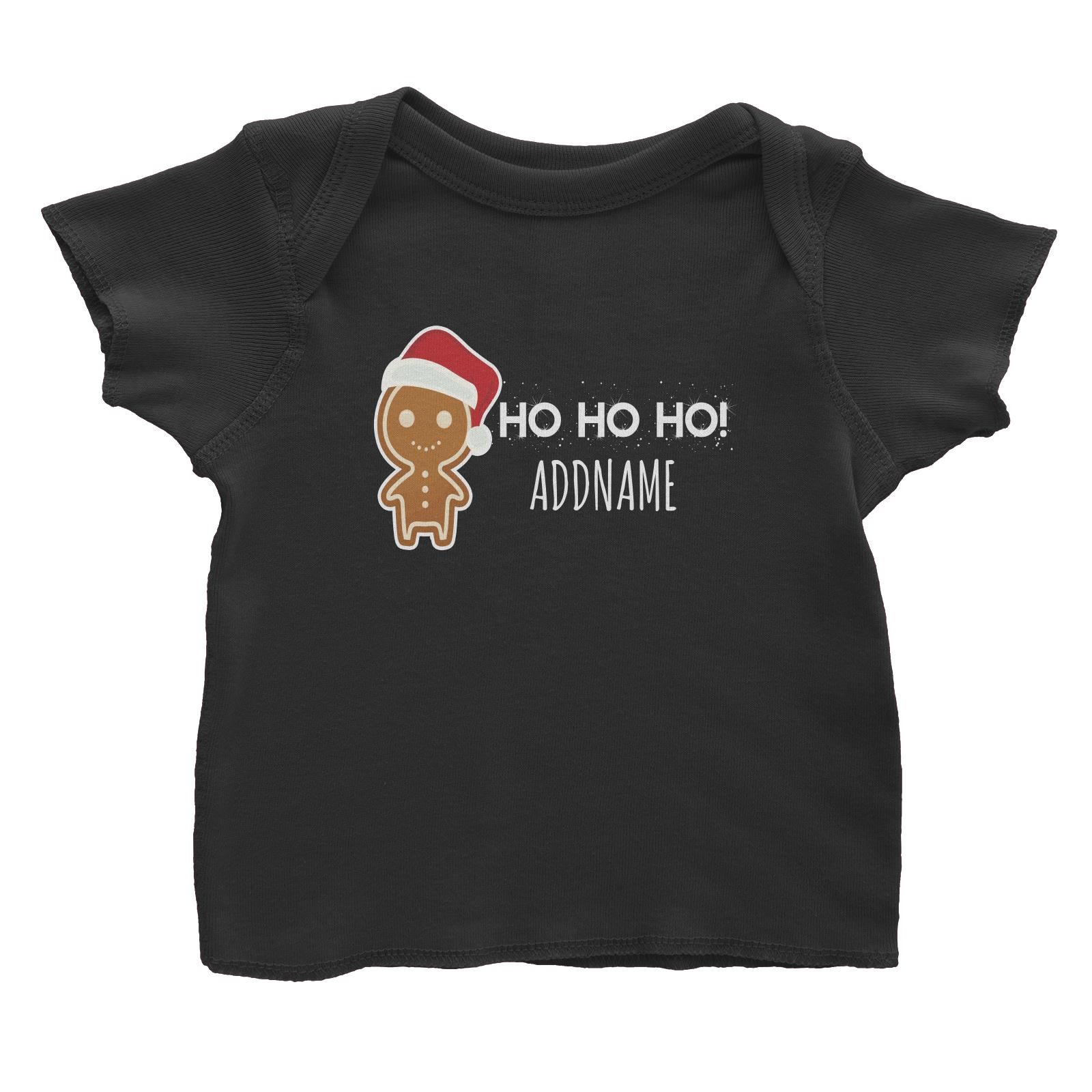 Cute Gingerbread Man with Santa Hat Addname Baby T-Shirt Christmas Matching Family Lettering Personalizable Designs
