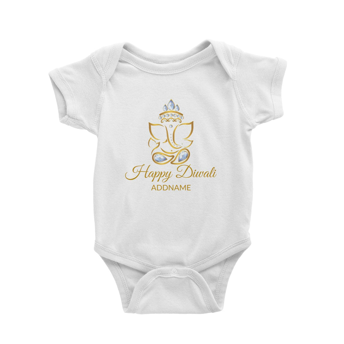 Happy Diwali with Ornamental Ganesha Addname Baby Romper
