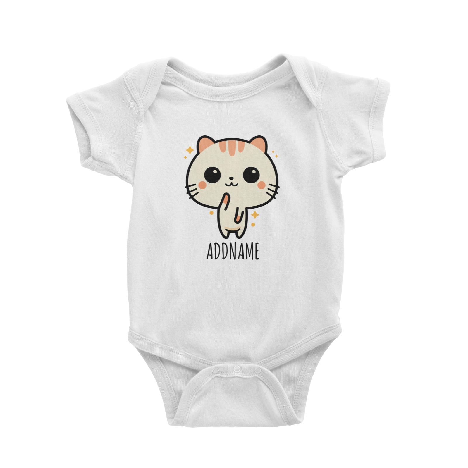 Cartoon Star Cat White White Baby Romper