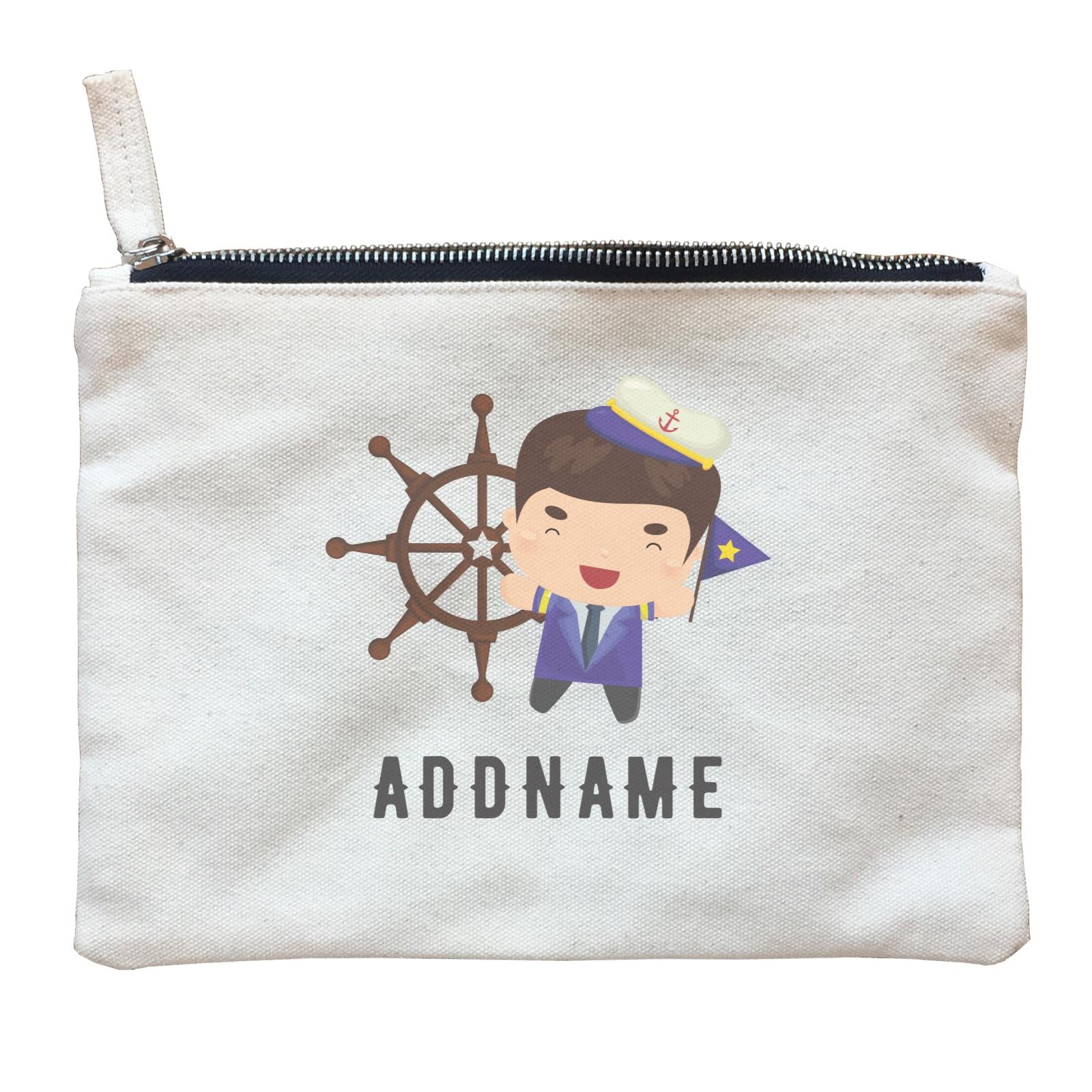 Birthday Sailor Boy Ship With Wheel Addname Zipper Pouch