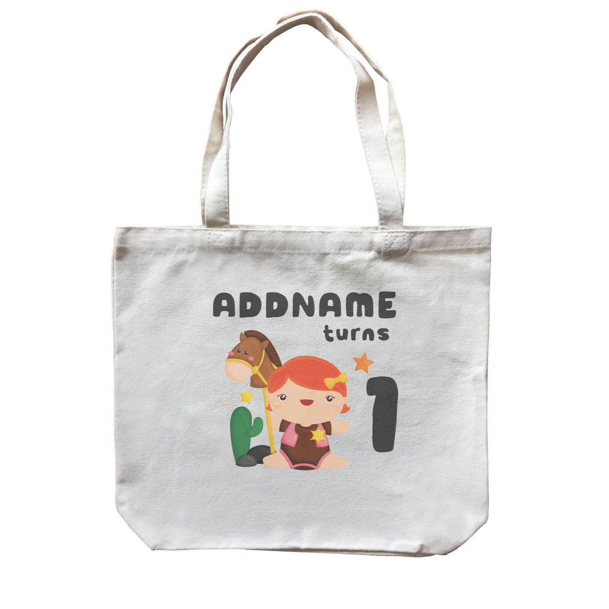 Birthday Cowboy Style Little Cowboy Holding Hoe In Star Badge Addname Canvas Bag
