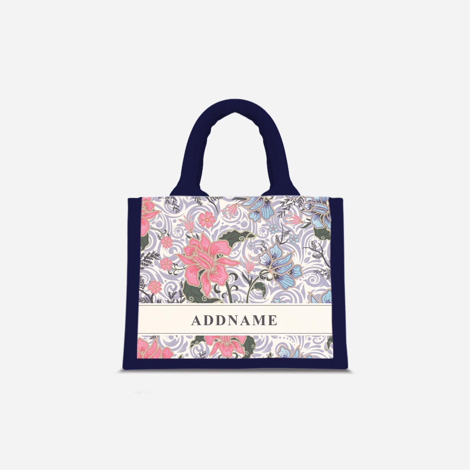 Modern Mahsuri series Half Lining Mini Jute Bag - Legend Blue