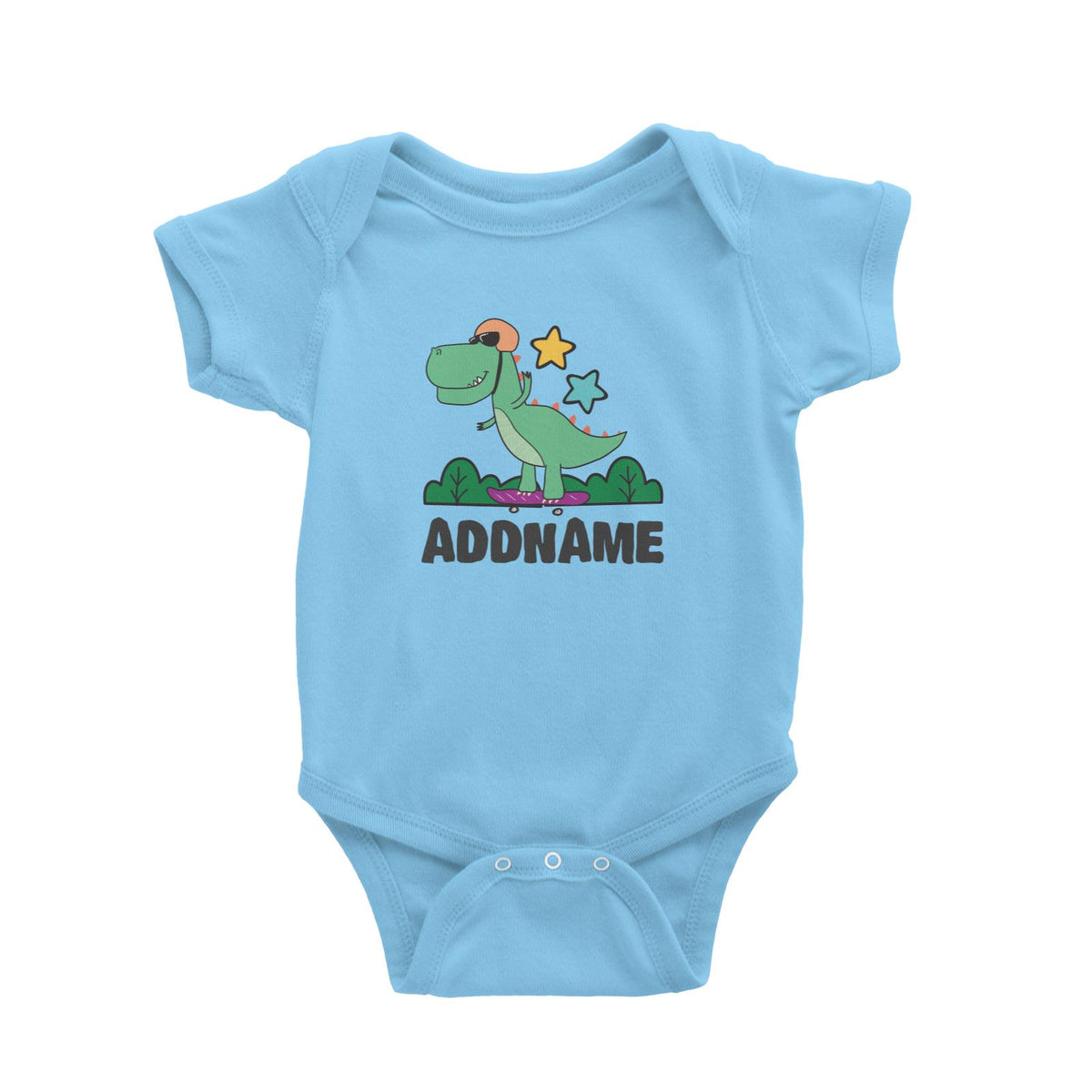 Super Cute Dinosaur Green Skater Baby Romper