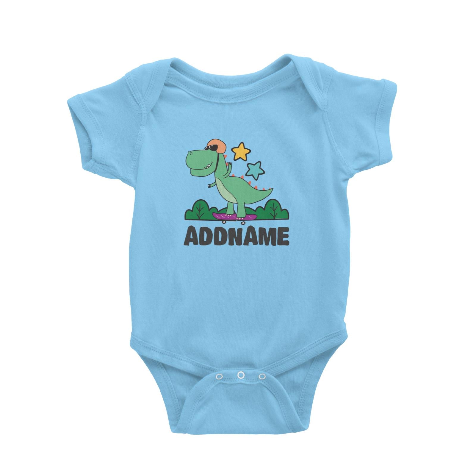 Super Cute Dinosaur Green Skater Baby Romper