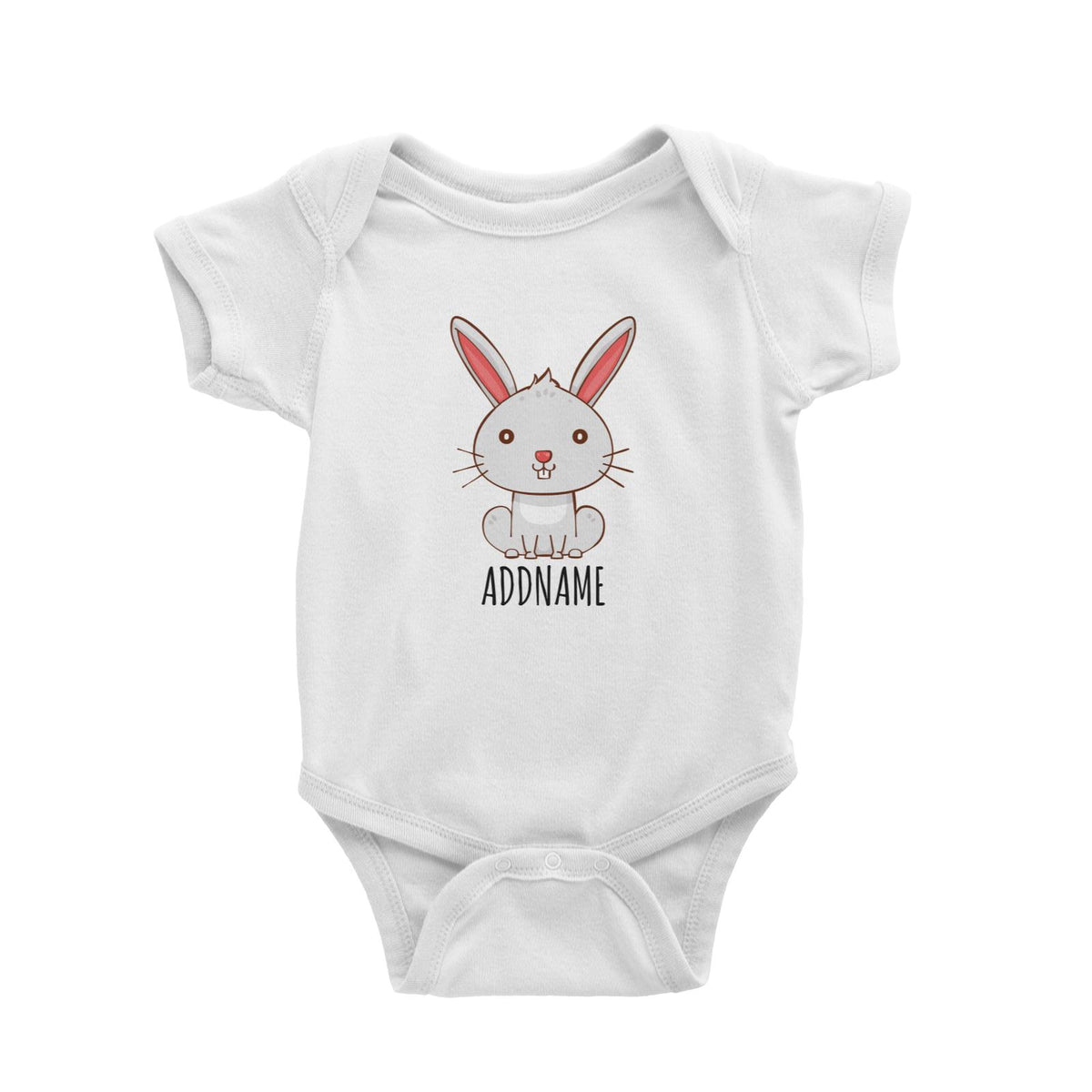 Cartoon Sitting Rabbit White White Baby Romper