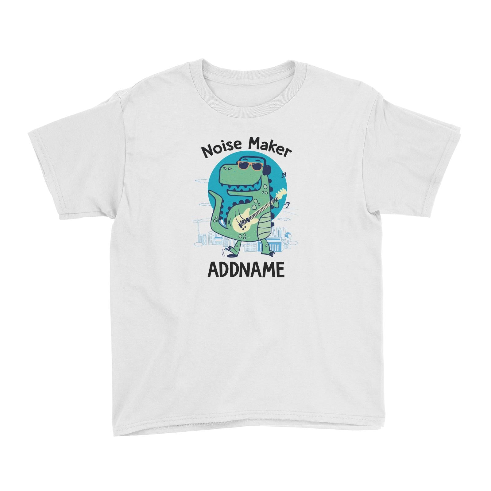 Cool Vibrant Series Noise Maker Rockstar Dinosaur Addname Kid's T-Shirt