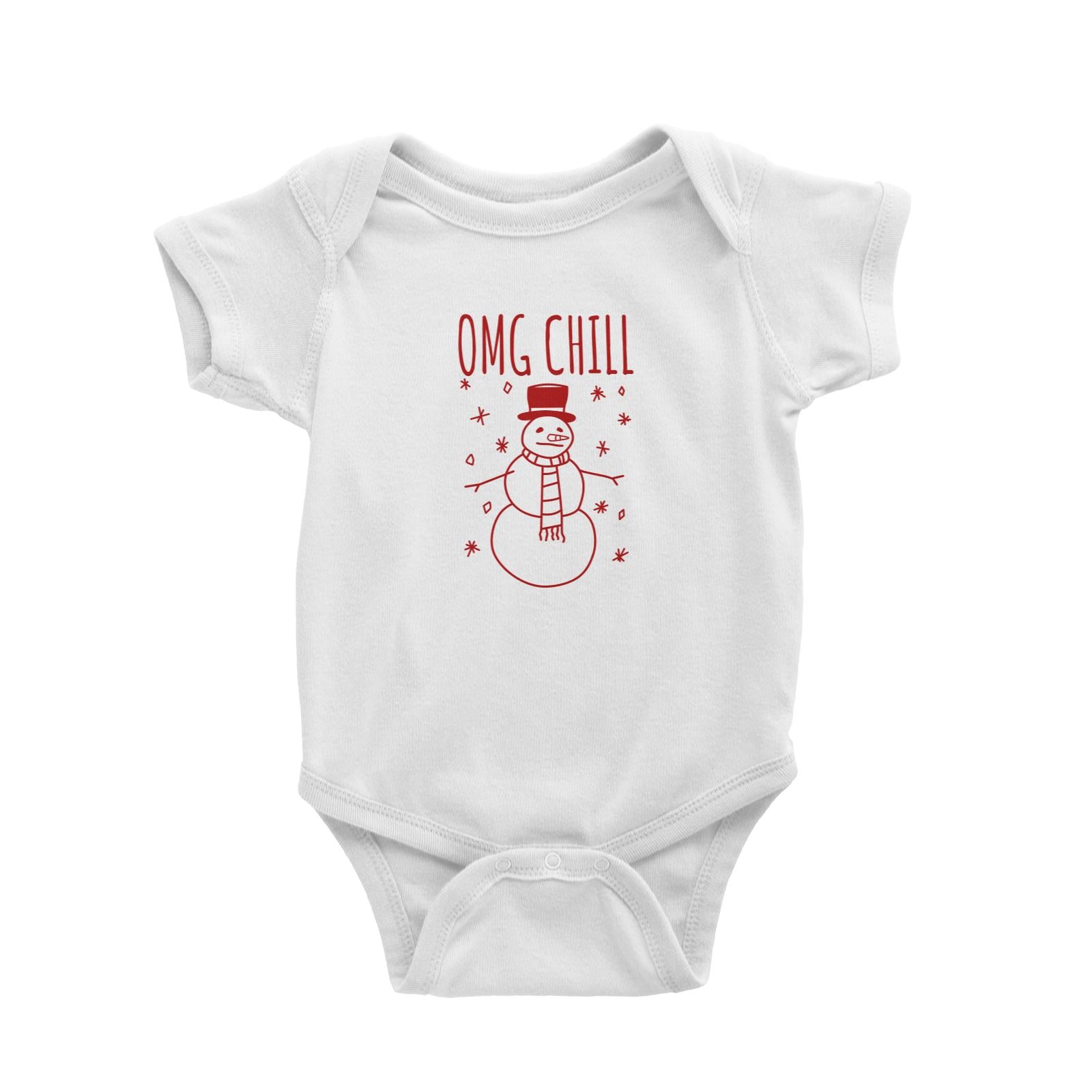 OMG Chill Snowman Doodle Baby Romper  Christmas Matching Family Funny