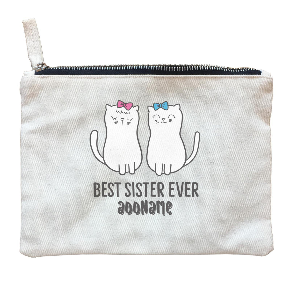 Cool Cute Animals Cats Best Sister Ever Addname Zipper Pouch
