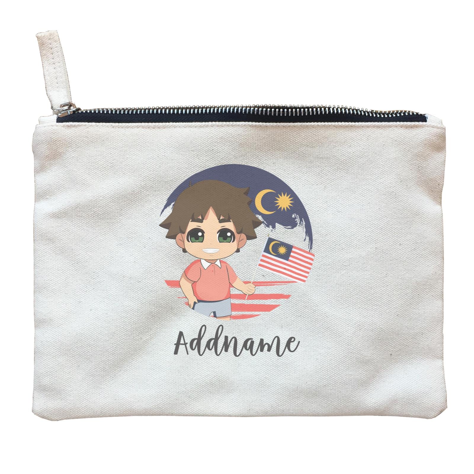 Merdeka Series Round Flag Chinese Boy Addname Zipper Pouch