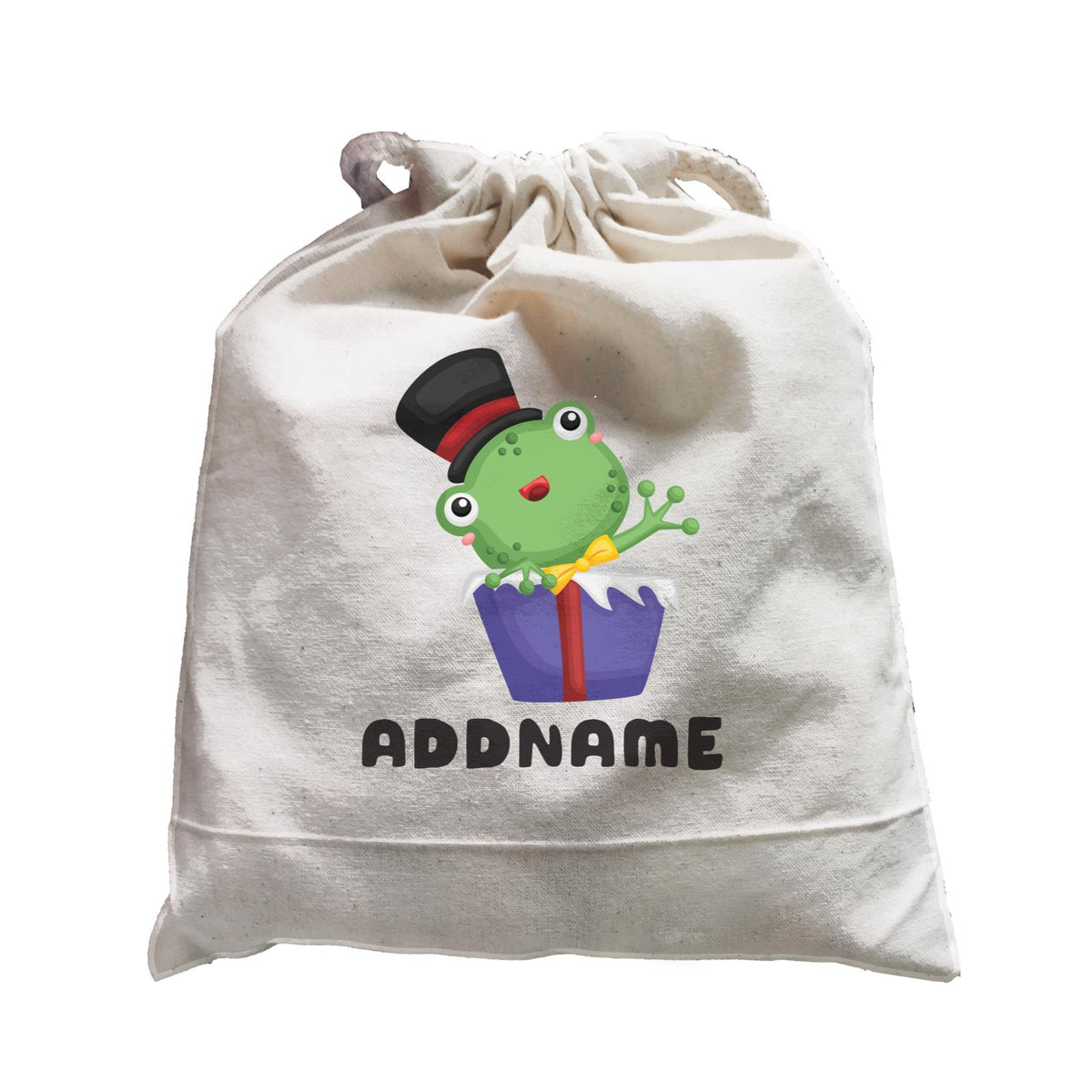 Birthday Frog Frog Wearing Hat Inside Present Box Addname Satchel