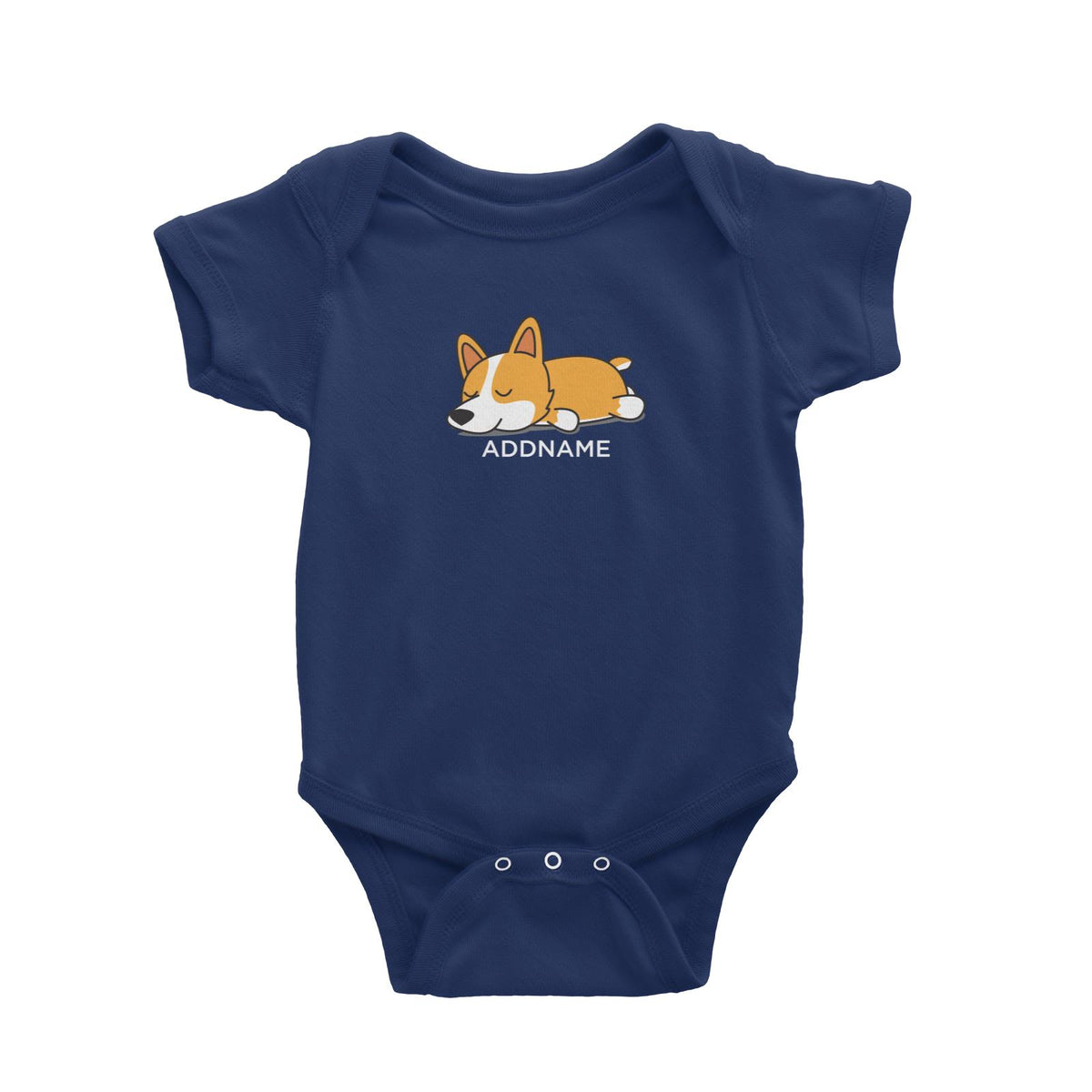 Lazy Corgi Dog Addname Baby Romper