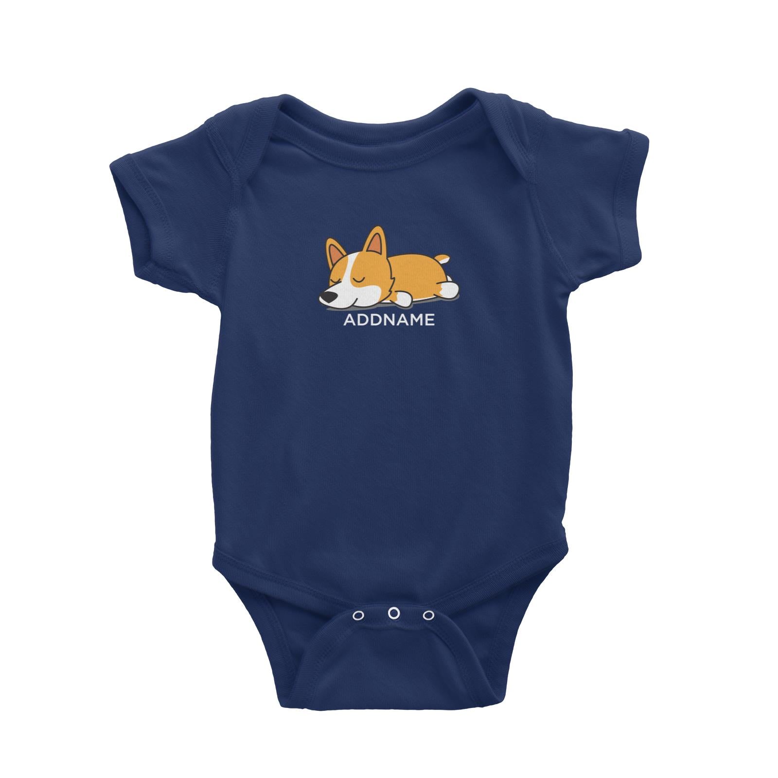 Lazy Corgi Dog Addname Baby Romper