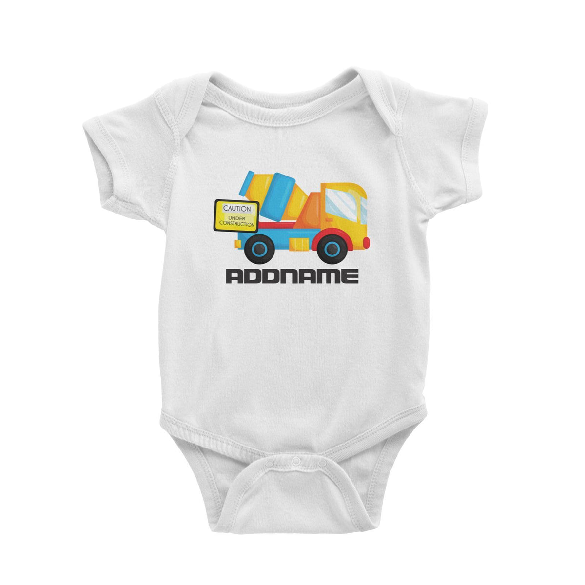 Birthday Construction Cement Mixer Addname Baby Romper