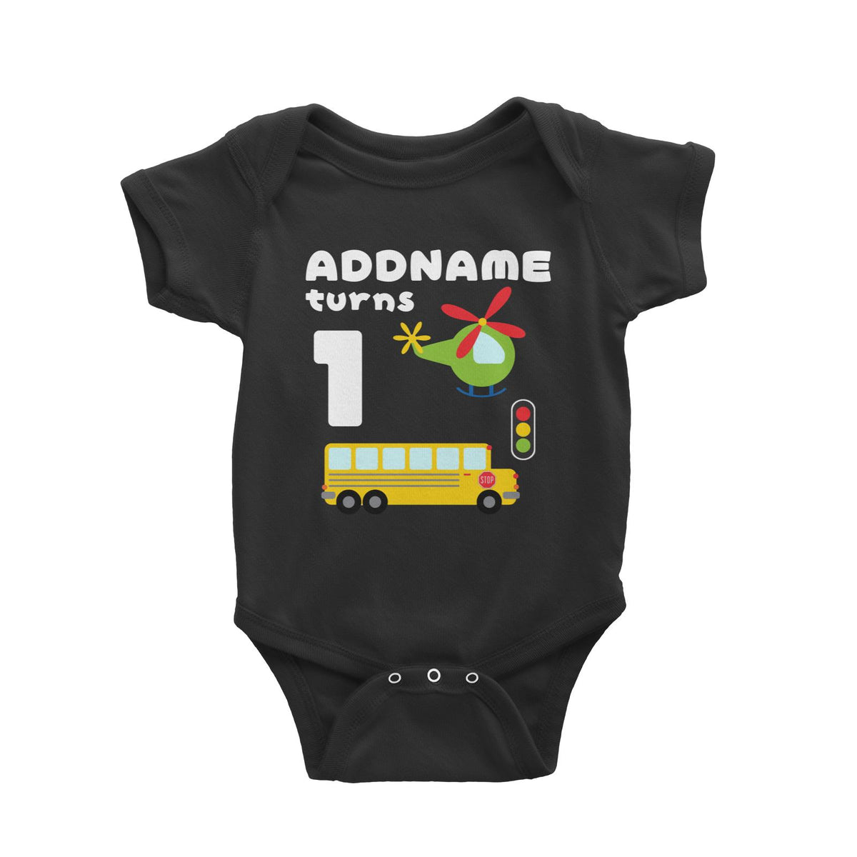 Transportation Birthday Theme Personalizable with Name and Number Baby Romper