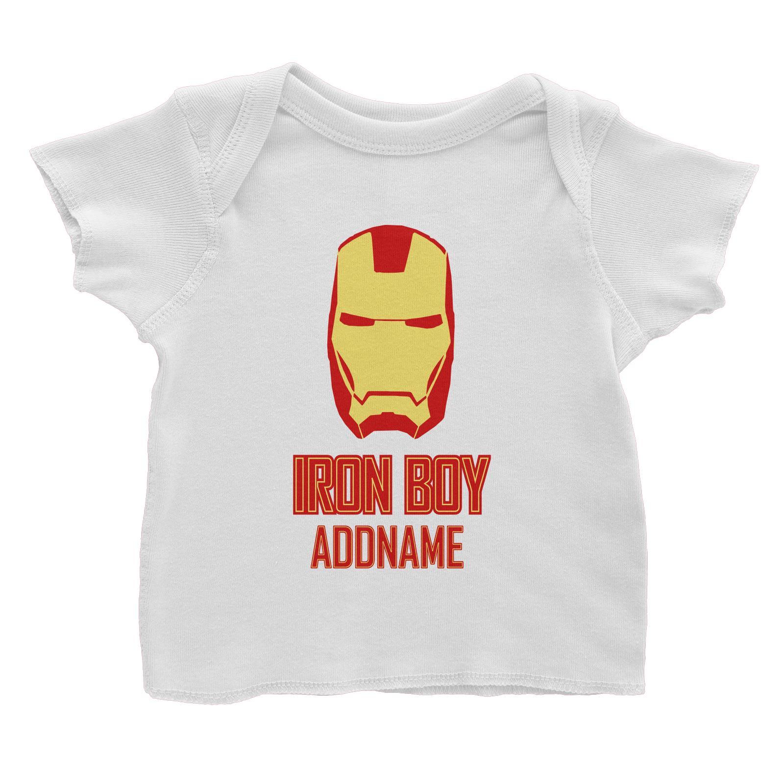 Superhero Iron Boy Addname Baby T-Shirt  Matching Family Personalizable Designs