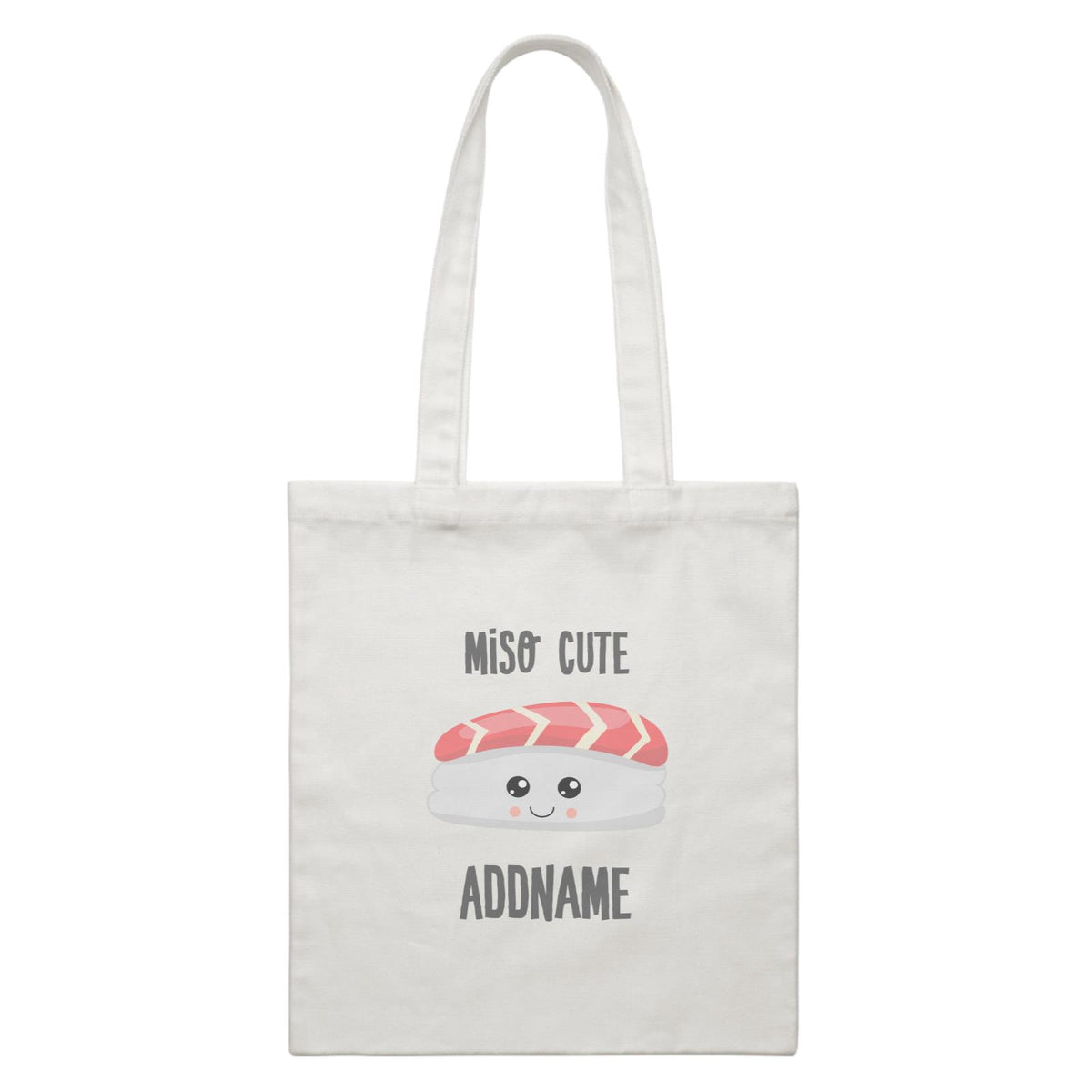 Miso Cute Tuna Sushi Addname White Canvas Bag