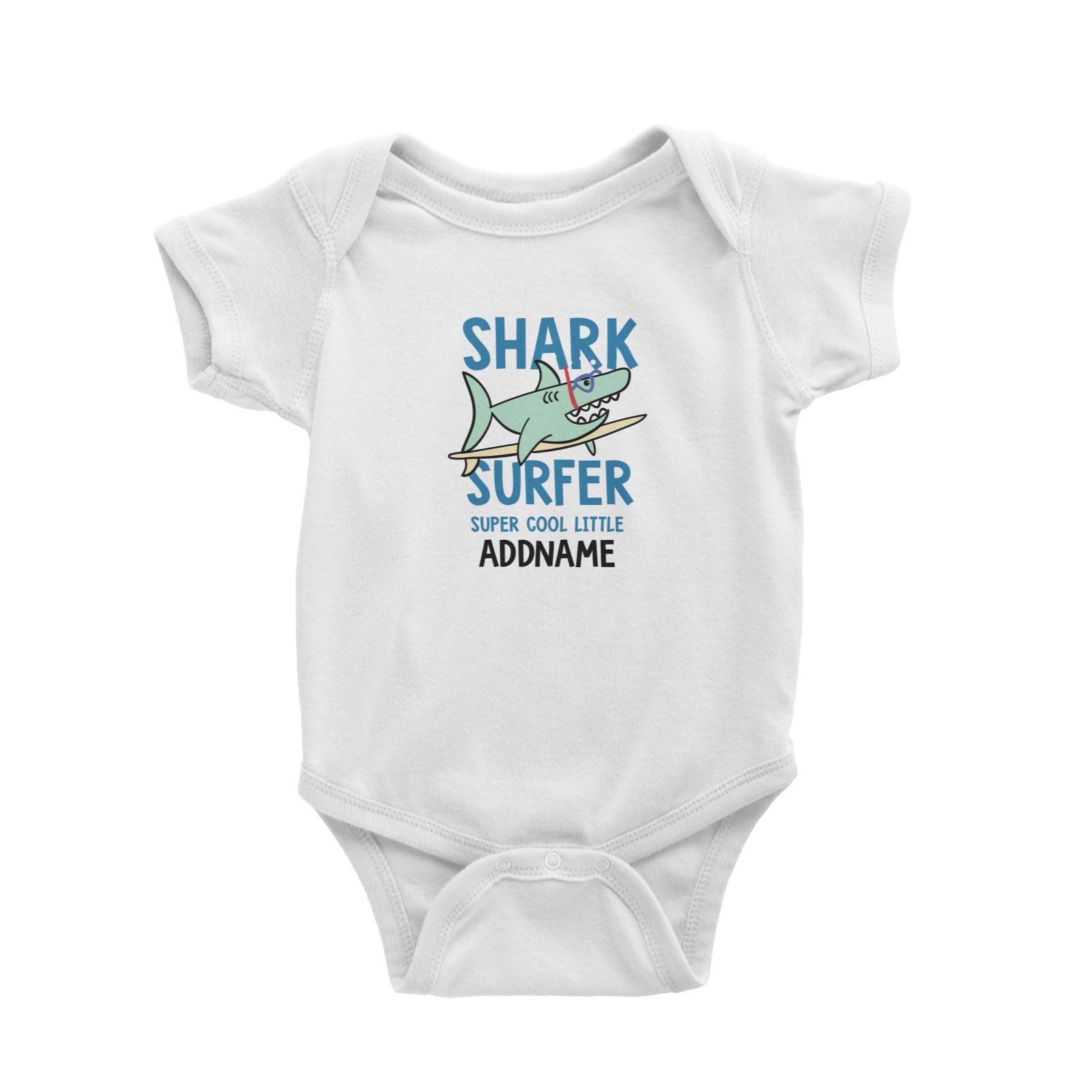 Cool Vibrant Series Shark Surfer Super Cool Little Addname Baby Romper