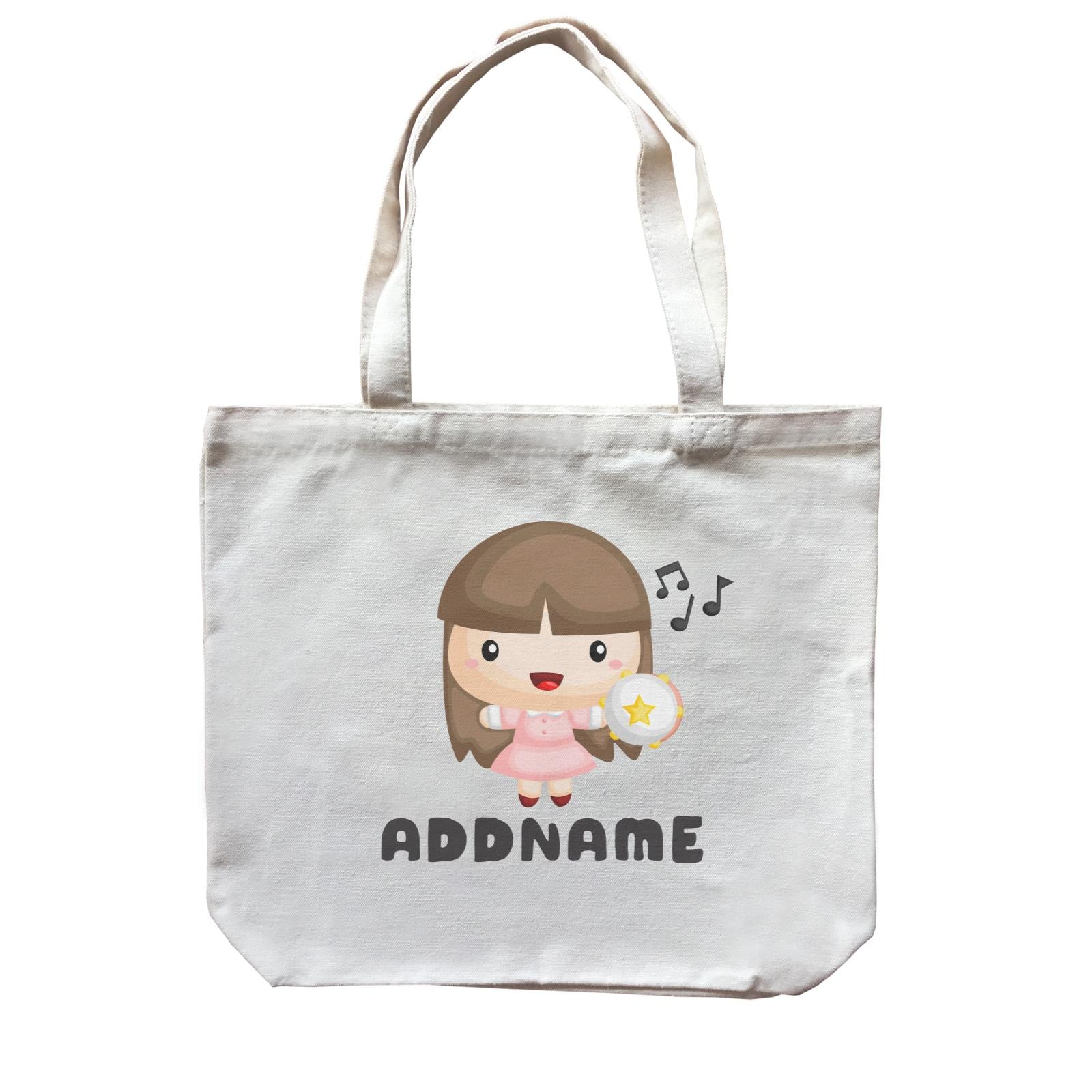 Birthday Music Band Girl Playing Tambourine Addname Canvas Bag