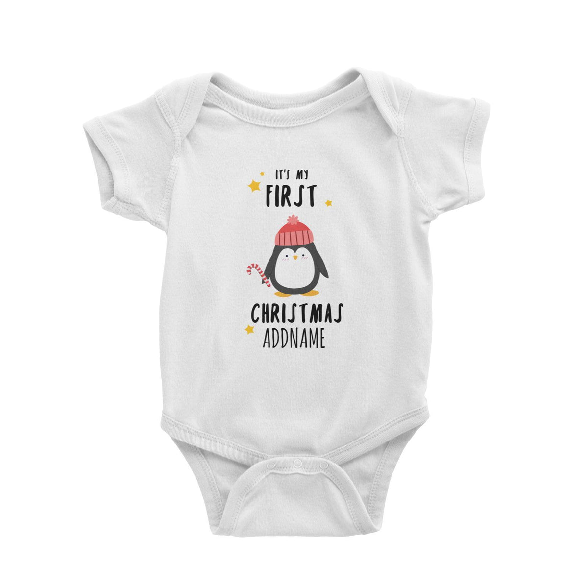Cute Penguin First Christmas Addname Baby Romper  Personalizable Designs Animal