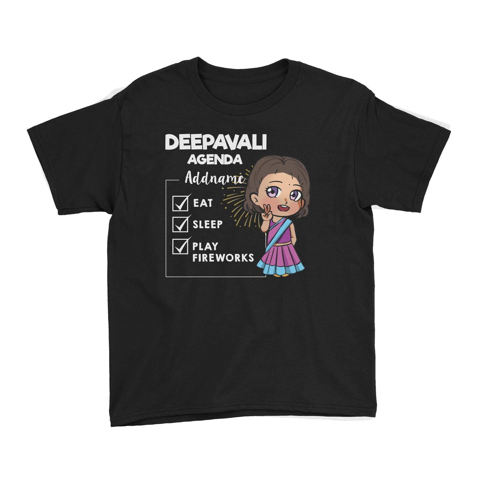Deepavali Chibi Little Girl Agenda Addname Kid's T-Shirt