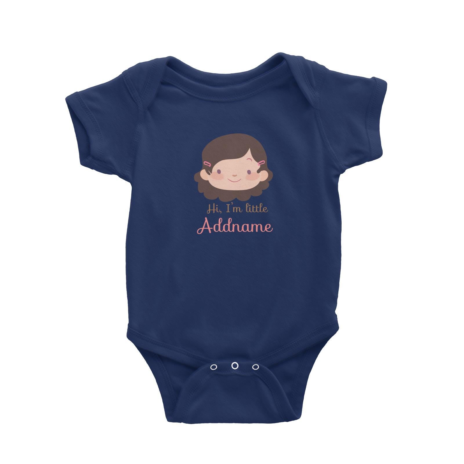 Cute Girl with Curly Hair Hi I Am Little Addname Baby Romper