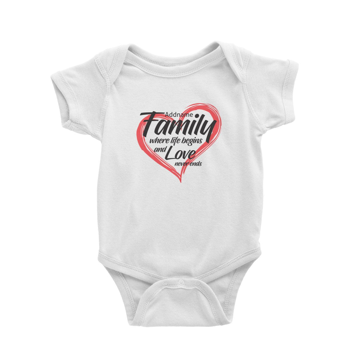 Love Never Ends Family Baby Romper Personalizable Designs Matching Family Love Family Edition