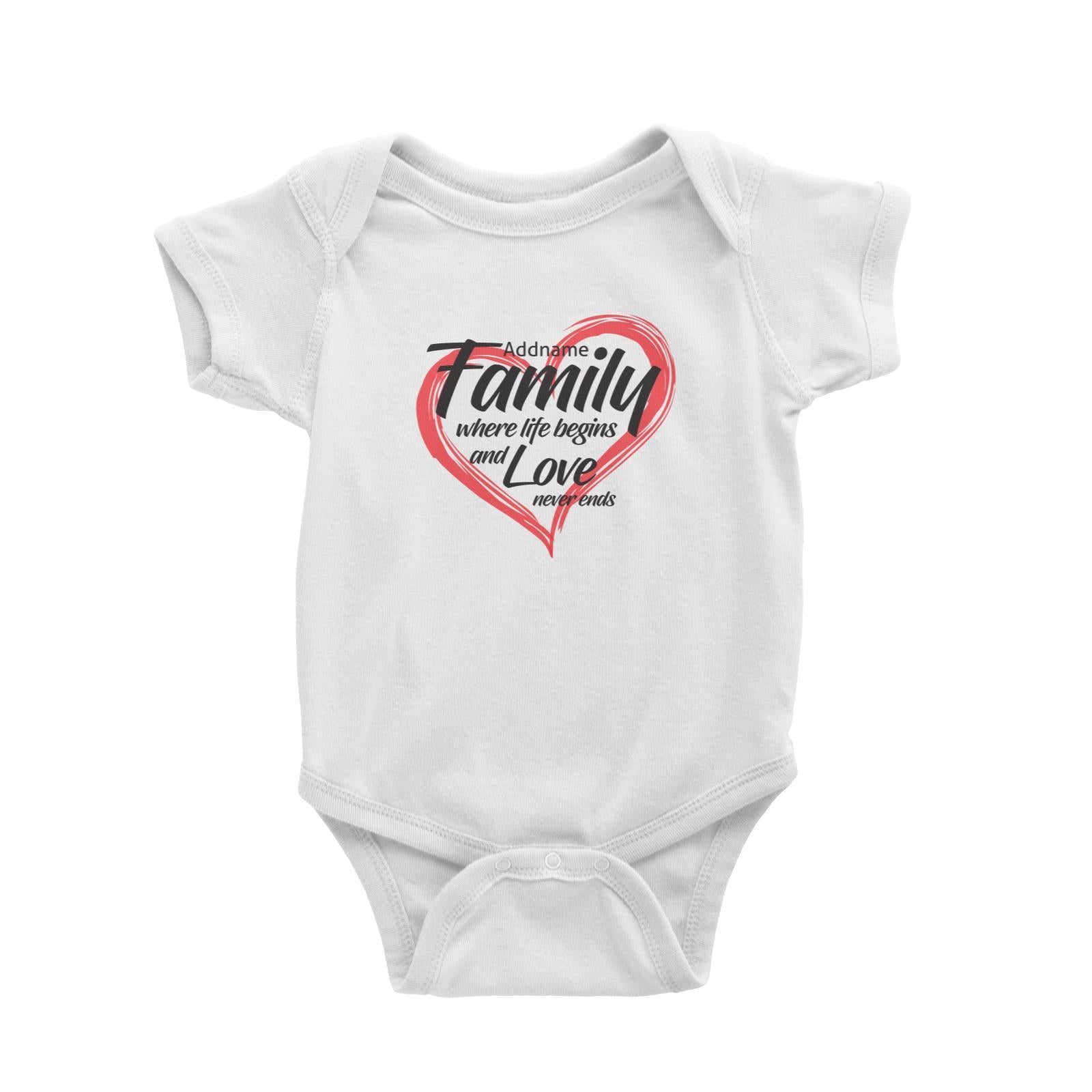 Love Never Ends Family Baby Romper Personalizable Designs Matching Family Love Family Edition