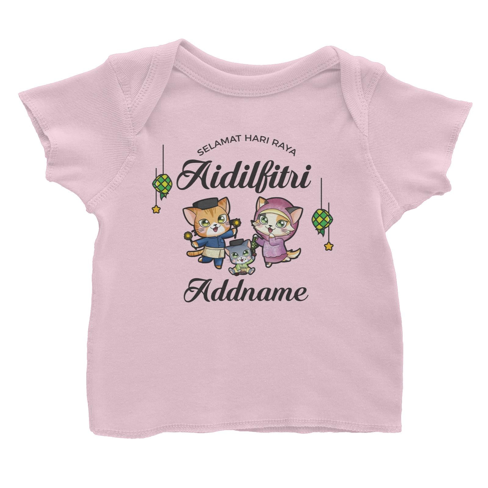 Raya Cute Animals Cat Family With Baby Boy Wishes Selamat Hari Raya Aidilfitri Baby T-Shirt