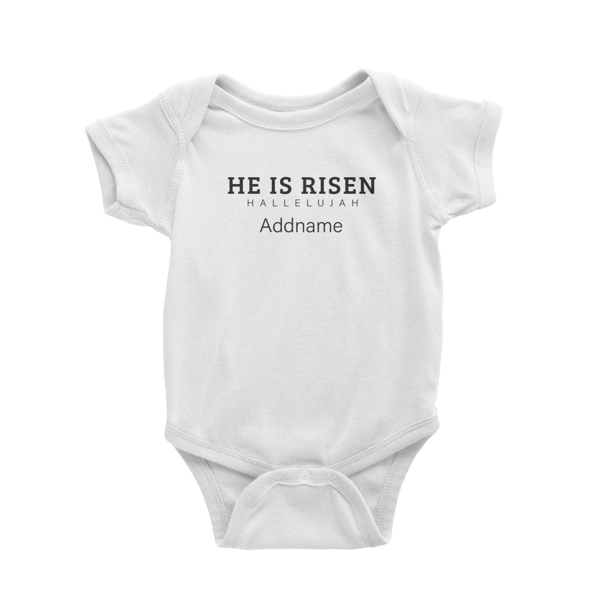 Christian Series He is Risen Hallelujah Addname Baby Romper