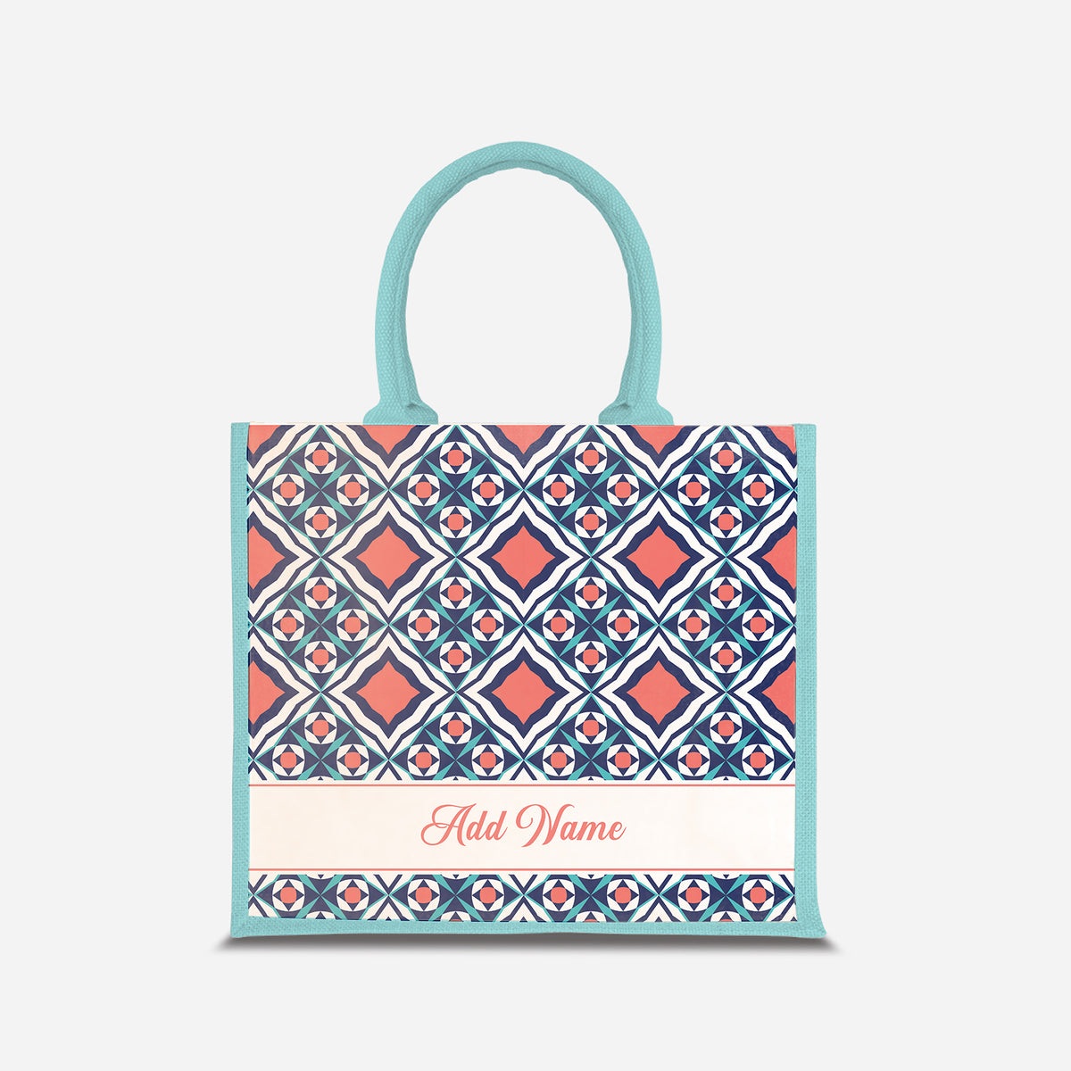 Moroccan Series Half Lining Jute Bag - Chihab Light Blue
