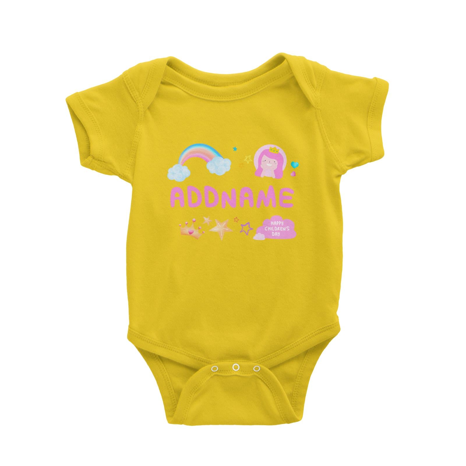 Children's Day Gift Series Cute Pink Girl Princess Rainbow Addname Baby Romper