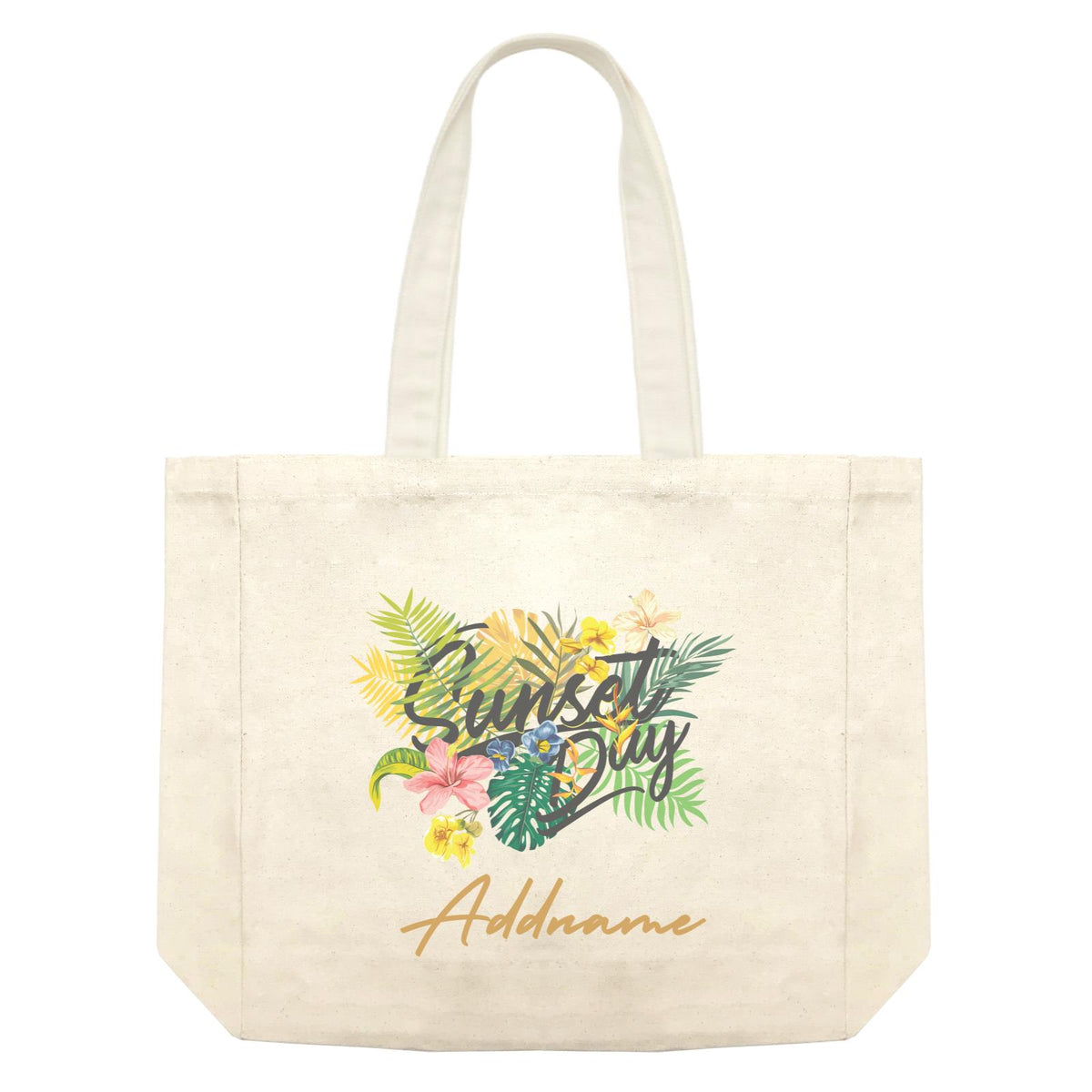 Summer Tropical Plants Yellow Sunset Day Bunga Raya With Addname Shopping Bag