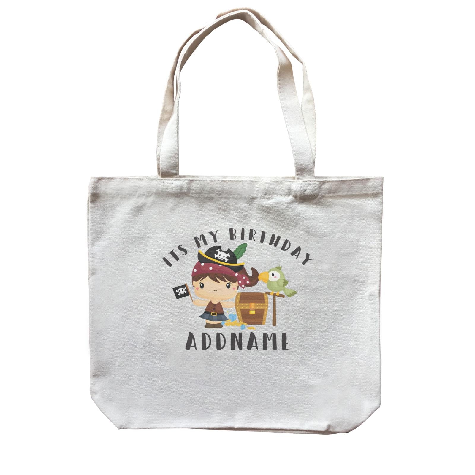 Birthday Pirate Happy Girl Captain With Treasure Chest Its My Birthday Addname Canvas Bag