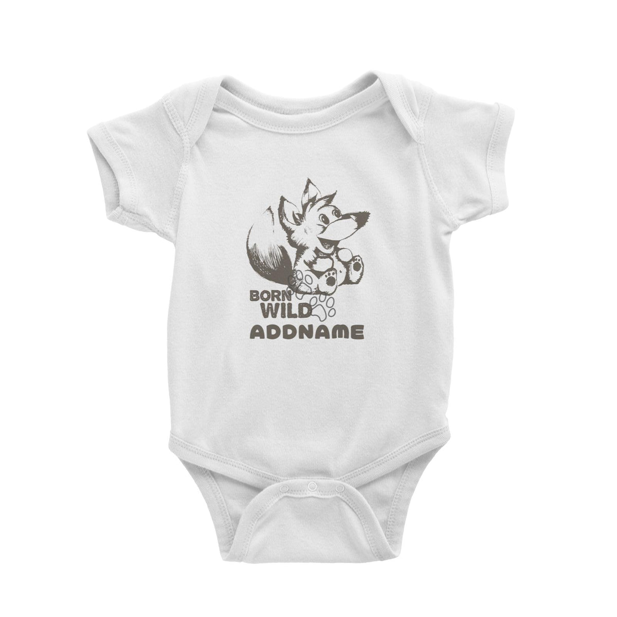 Born Wild Fox Addname White Baby Romper