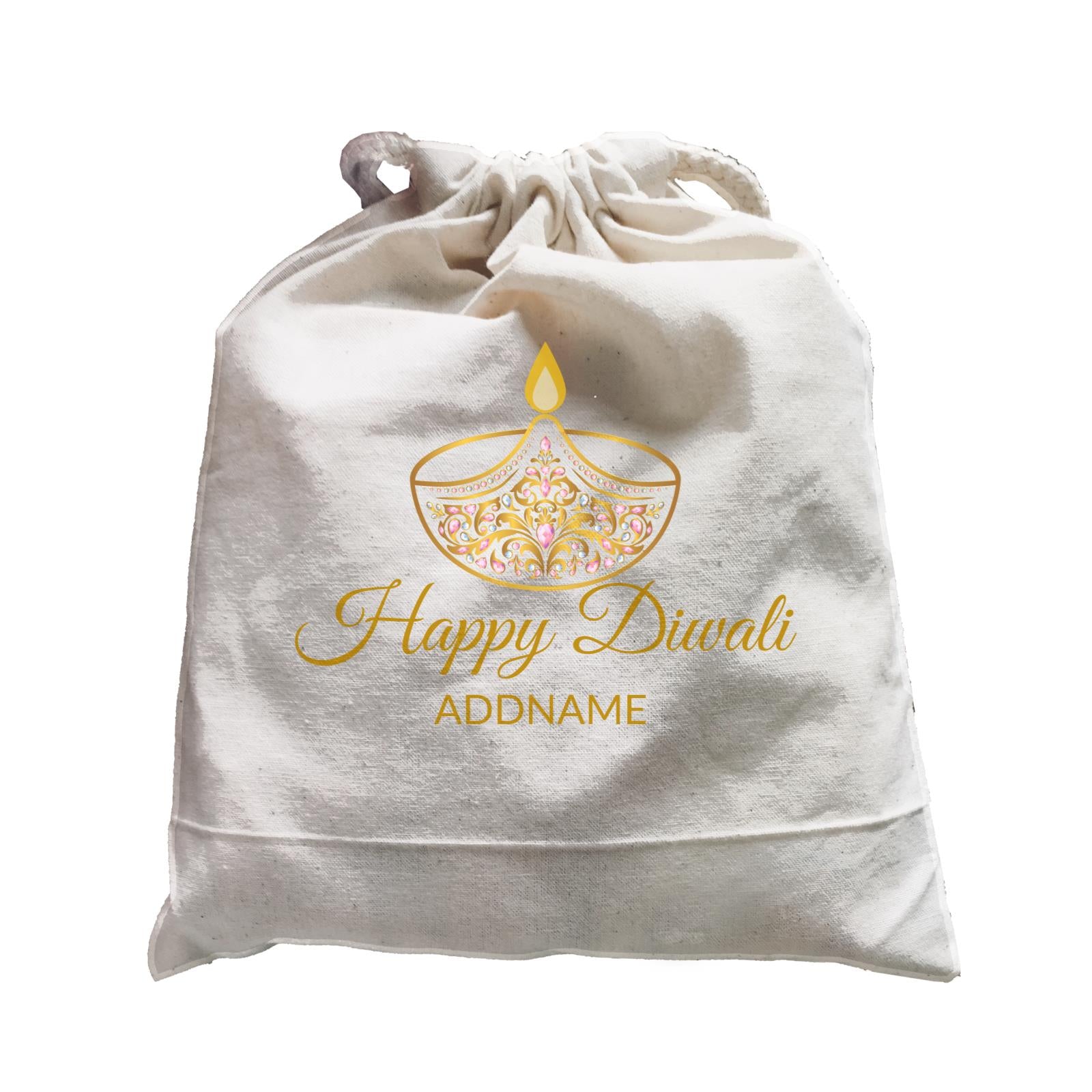 Happy Diwali with Ornamental Diyas Addname Satchel
