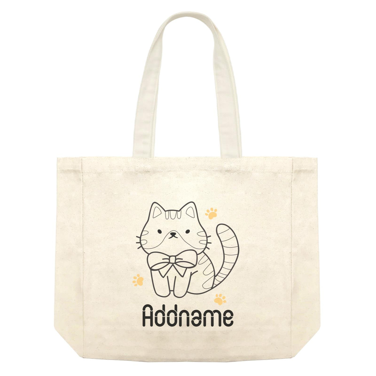 Coloring Outline Cute Hand Drawn Animals Cats Brown Cat With Ribbon Addname Shopping Bag