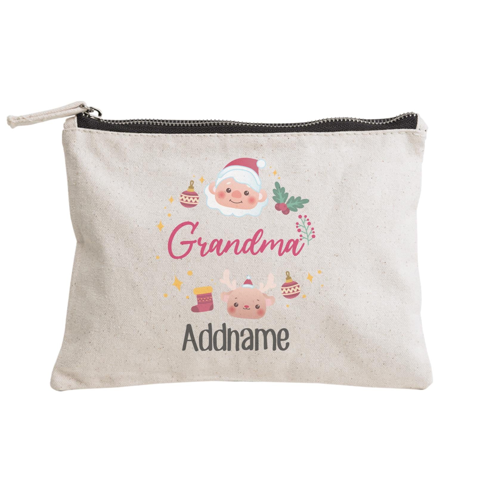 Christmas Cute Wreath Grandma Zipper Pouch