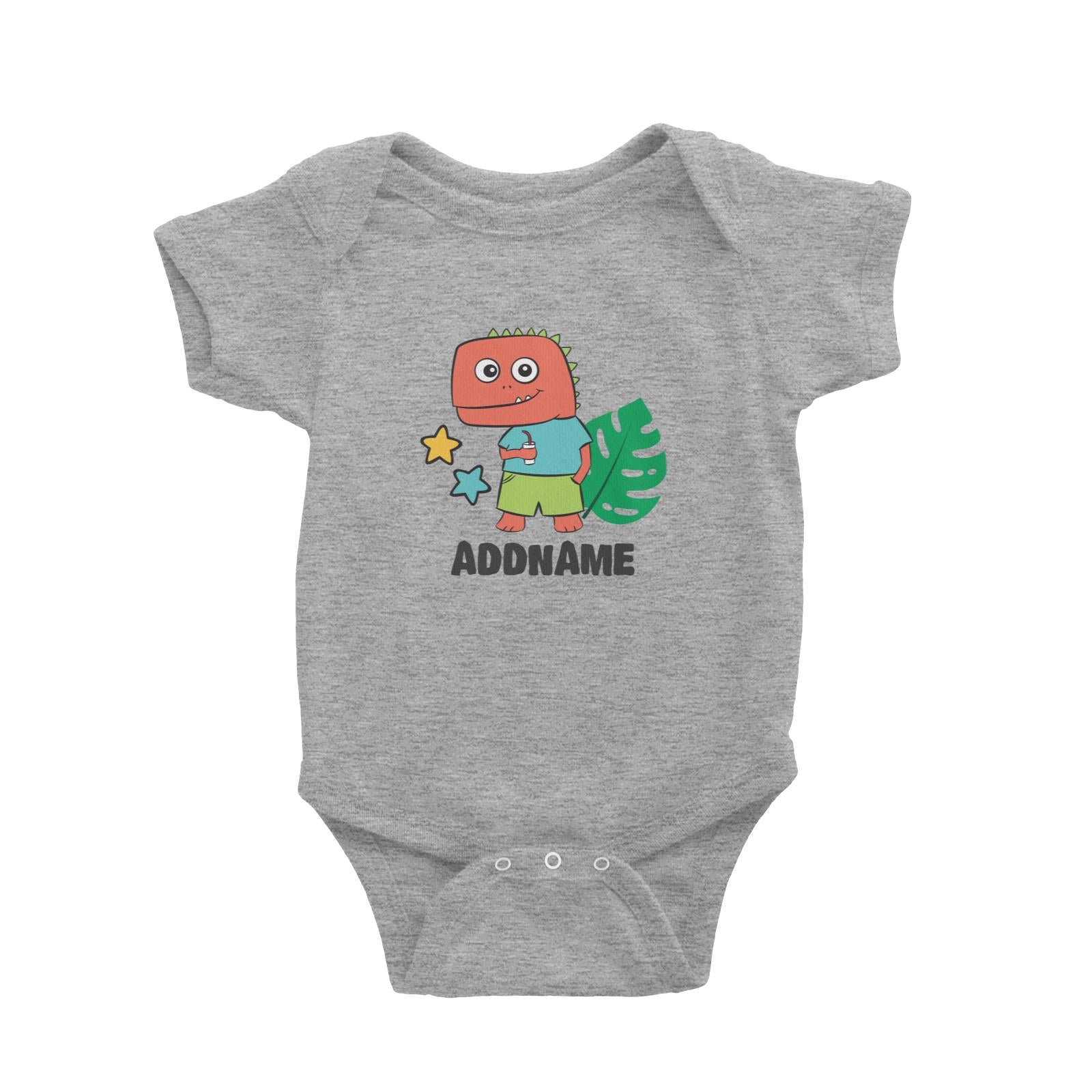 Super Cute Dinosaur Holding Drink Baby Romper