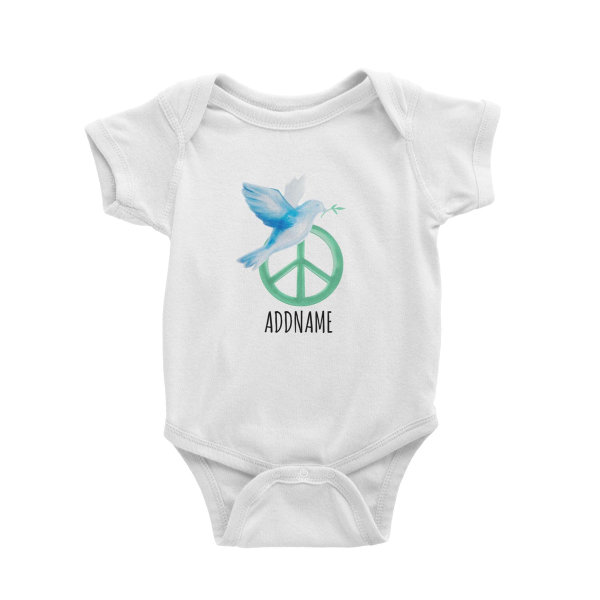 Dove Peace White White Baby Romper
