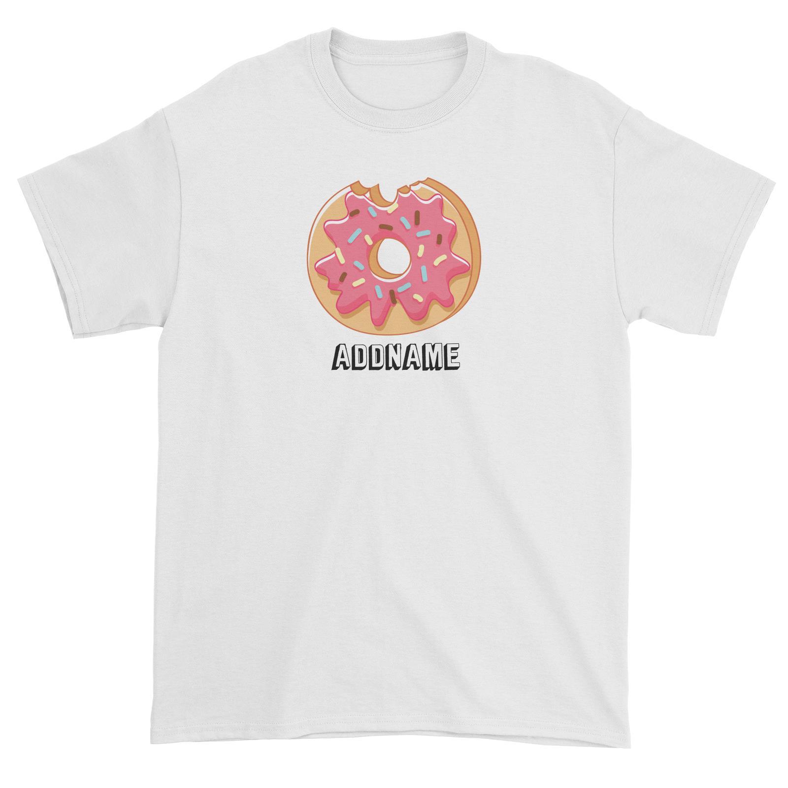 Birthday Unicorn Bitemark Donut Addname Unisex T-Shirt