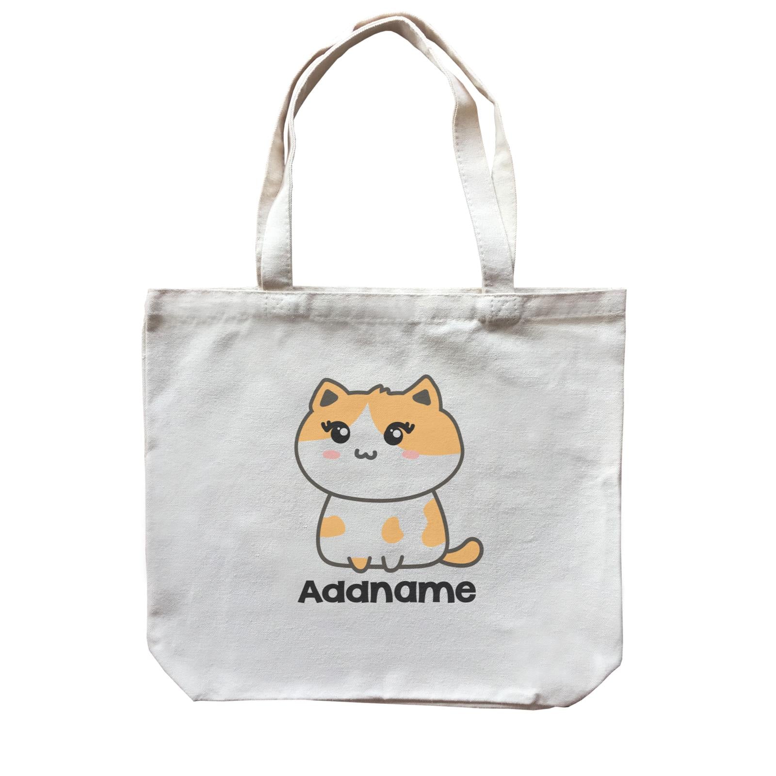 Drawn Adorable Cats White & Yellow Addname Canvas Bag