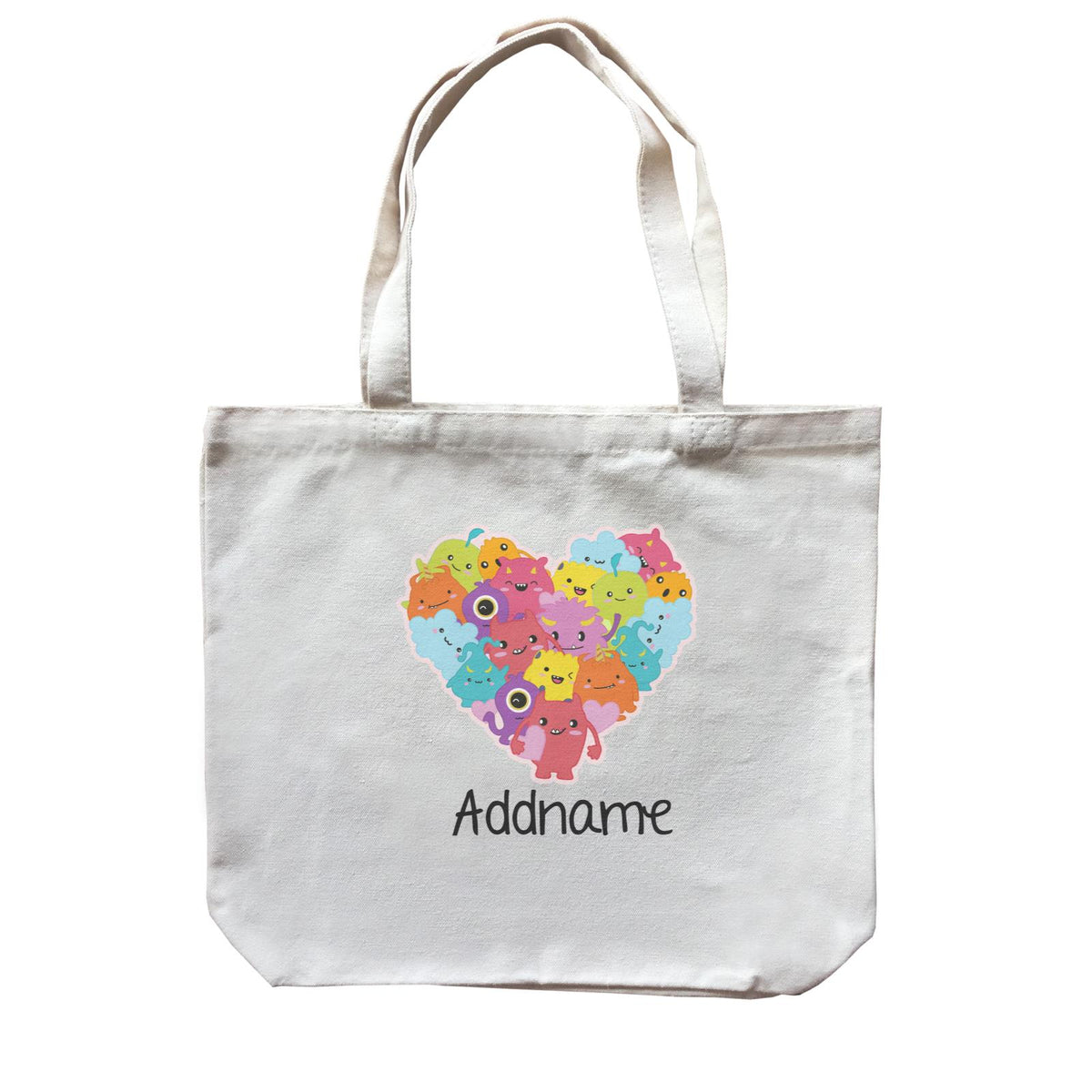 Cute Animals And Friends Series Cute Little Monster Group Heart Addname Canvas Bag