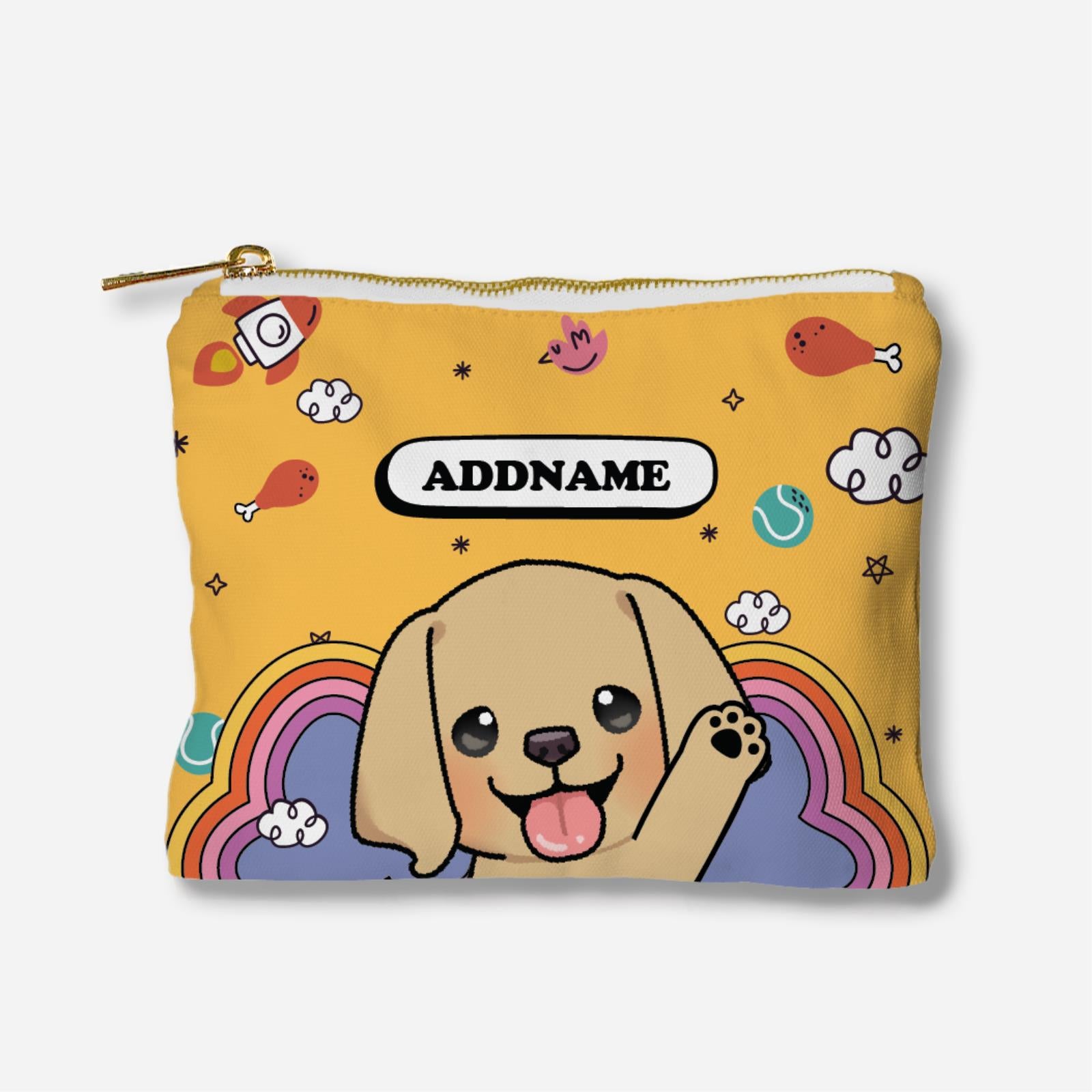 Paw Print Series Full Print Zipper Pouch - Golden Retriever
